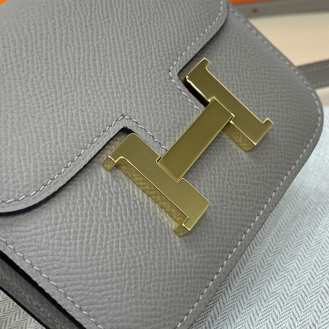 Hermes Constance Slim Wallet Belt Bag In Gris Asphalte Epsom Leather